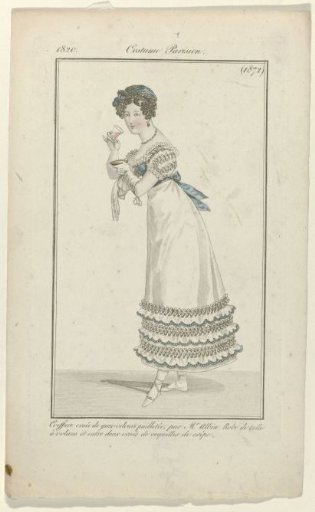 Journal des Dames et des Modes, Parisian Costume, 15 January 1820, (1872): Hairdress Ornamented with Gaze-Velvet (...)