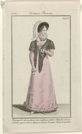Journal des Dames et des Modes, Parisian Costume, 20 March 1821, (1971): Full Velvet Hat (...)