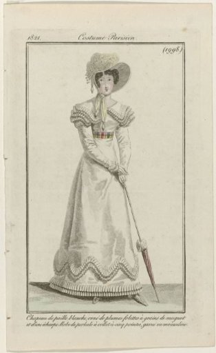 Journal des Dames et des Modes, Parisian Costume, 15 July 1821, (1998): Bleached Straw Hat (...)