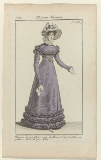Journal des Dames et des Modes, Parisian Costume, 5 May 1822, (2065): White Wood Hat (...)