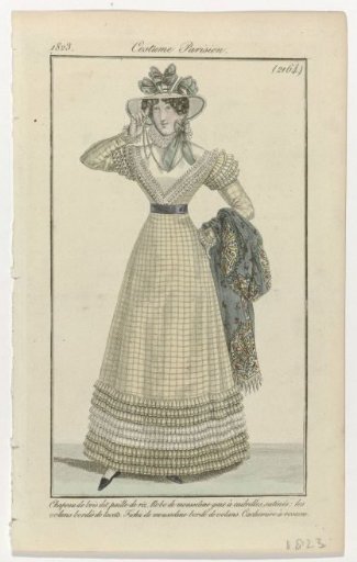 Journal des Dames et des Modes, Parisian Costume, 10 July 1823, (2164): Wood Hat, so-called Rice Straw (...)
