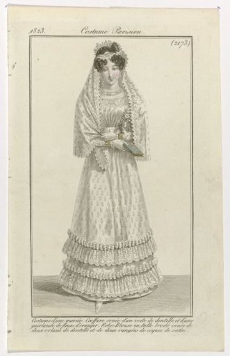 Journal des Dames et des Modes, Parisian Costume, 15 August 1823, (2173): Costume of a Bride (...)
