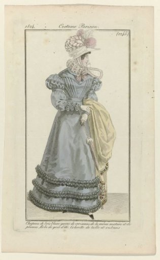 Journal des Dames et des Modes, Parisian Costume, 25 June 1824, (2245): White Wood Hat (...)