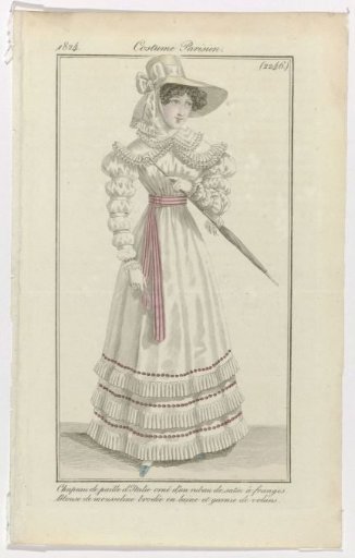 Journal des Dames et des Modes, Parisian Costume, 30 June 1824, (2246): Italian Straw Hat (...)
