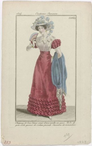 Journal des Dames et des Modes, Parisian Costume, 15 September 1824, (2264): White Wood Hat (...)