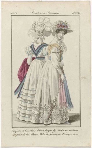 Journal des Dames et des Modes, Parisian Costumes, 20 September 1824, (2265): White Wood Hat (...)