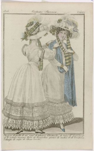 Journal des Dames et des Modes, Parisian Costumes, 20 April 1826, (2400): Rice Straw Hat (...)
