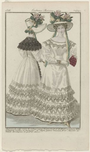 Journal des Dames et des Modes, Parisian Costumes, 10 August 1826, (2429): Crepe Hats (...)