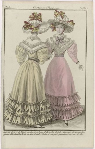 Journal des Dames et des Modes, Parisian Costumes, 20 August 1826, (2432): Naples Silk Bonnets (...)