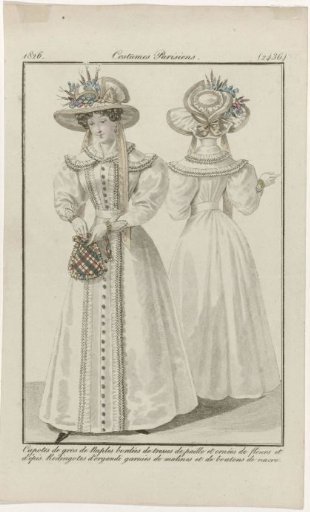 Journal des Dames et des Modes, Parisian Costumes, 5 September 1826, (2436): Naples Silk Bonnets (...)