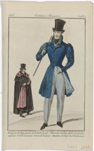 Journal des Dames et des Modes, Parisian Costumes, 15 December 1826, (2463): Cloth redingote (...)