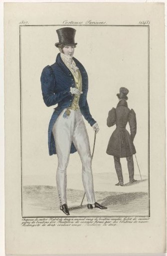 Journal des Dames et des Modes, Parisian Costumes, 15 October 1827, (2543): Castor hat (...)