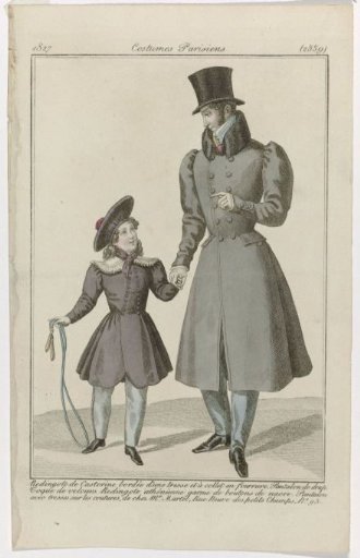 Journal des Dames et des Modes, Parisian Costumes, 15 December 1827, (2559): Castorin redingote (...)