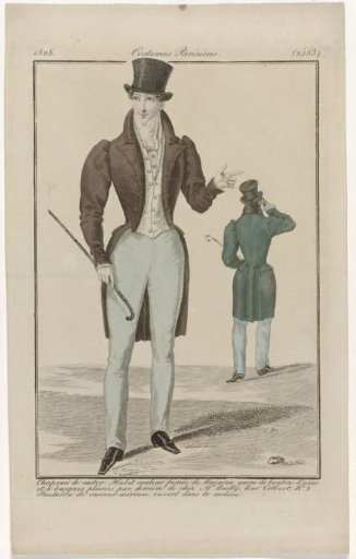 Journal des Dames et des Modes, Parisian Costumes, March 15, 1828, (2583): Beaver Hat (...)