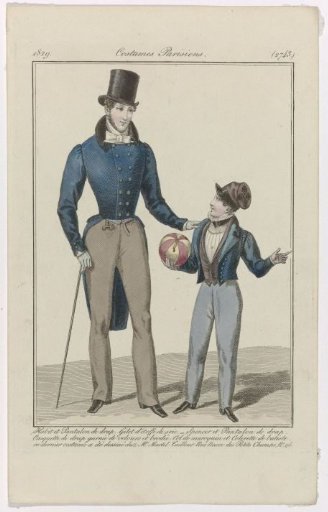 Journal des Dames et des Modes, Parisian Costumes, November 15, 1829, (2743): Cloth Coat and Pantalon (...)