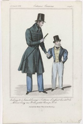 Journal des Dames et des Modes, Parisian Costumes, March 15, 1832, (2967): Redingote with Brandebourgs (...)