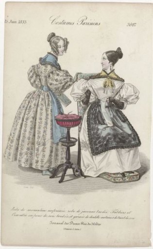 Journal des Dames et des Modes, Parisian Costumes, 15 June 1833, (3087): Muslin Dress (...)