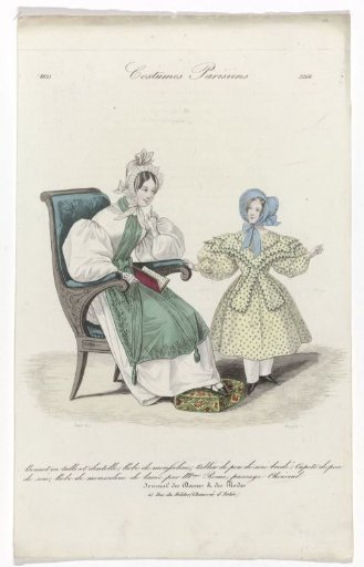 Journal des Dames et des Modes, Parisian Costumes, 1835, (3266): Tulle Bonnet (...)