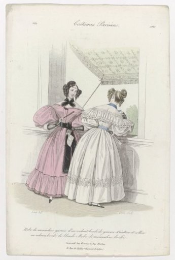Journal des Dames et des Modes, Parisian Costumes 1835 (3282): Muslin Dress (...)