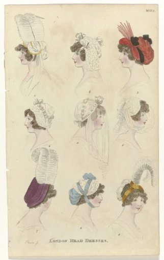 Magazine of Female Fashion of London and Paris, 1800, No. 35.2: London Head Dresses
