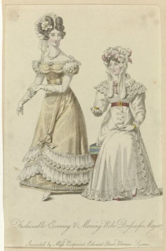 Fashionable Evening & Morning Robe Dresses for May 1827