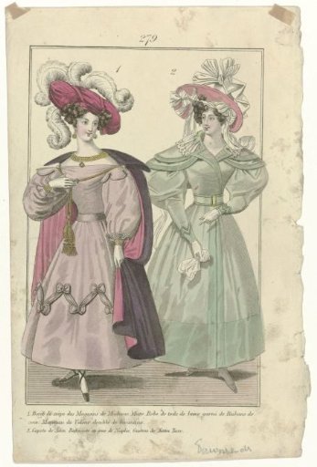 Townsend's Monthly Selection of Parisian Costumes, ca. 1829, No. 279: 1. Beret de crèp (...)