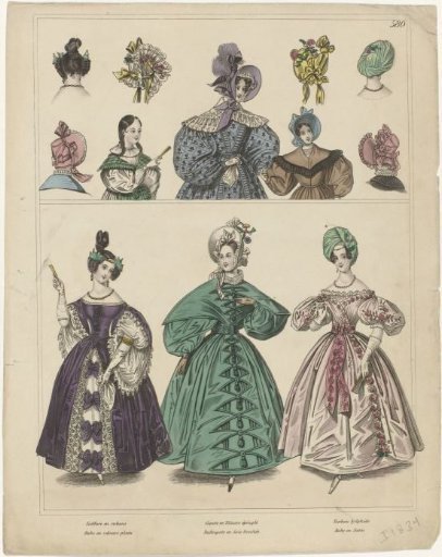 Townsend's Monthly Selection of Parisian Costumes, ca. 1834, No. 580 : Coiffure en rubans (...)