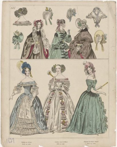 Townsend's Monthly Selection of Parisian Costumes, 1837, No. 681 : Turban en velours (...)