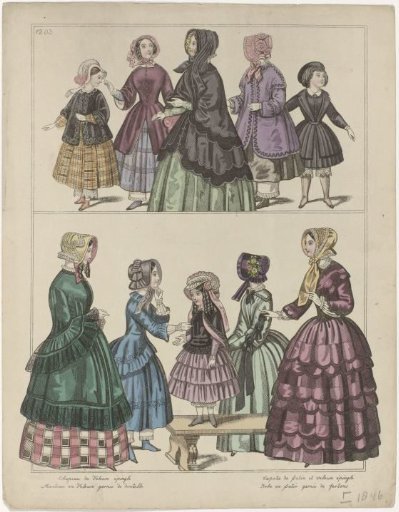 Townsend's Monthly Selection of Parisian Costumes, 1846, No. 1203 : Chapeau de Velours (...)