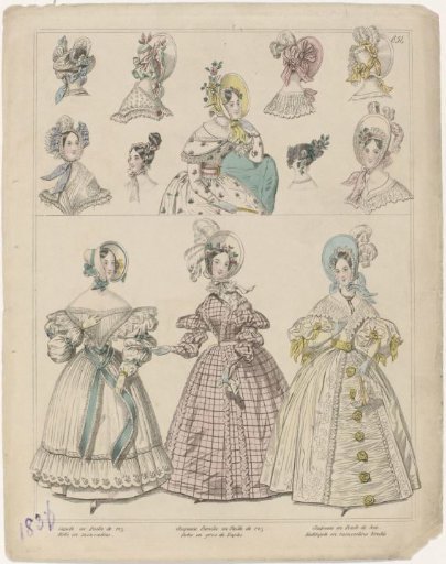 Townsend's Monthly Selection of Parisian Costumes, 1836, No. 654 : Capote en Paille de riz (...)