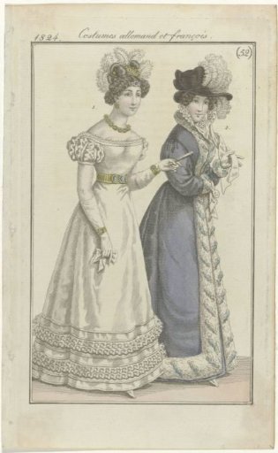 Journal des Dames et des Modes, Frankfurt Edition 1824, German and French Costumes, (52)