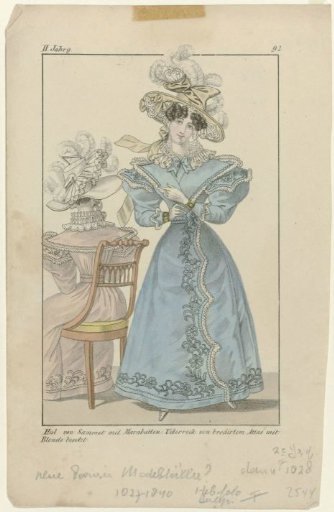 Neue Pariser Modeblätter 1828 II Year (92): Velvet Hat (...)