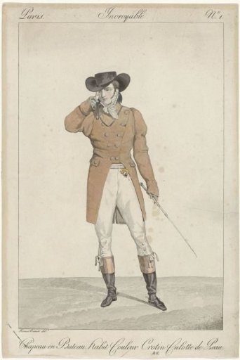 Incroyables et Merveilleuses, 1810, Incroyable, No. 1: Boat-shaped Hat (...)