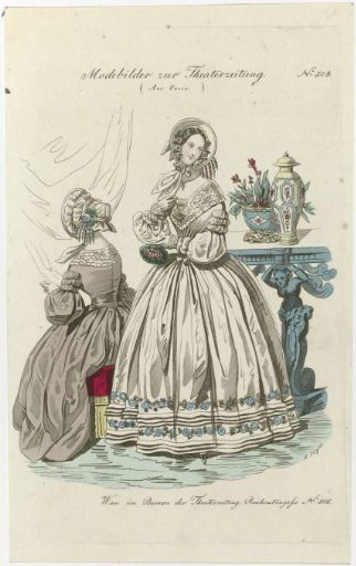 Allgemeine Theaterzeitung und Originalblatt für Kunst, Musik, Mode und Geselliges Leben, ca. 1839, No. 509: Fashion Plates for the Theater Times, from Paris