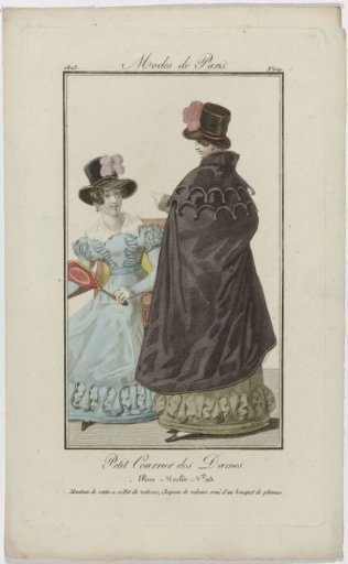 Petit Courrier des Dames, 1823, No. 109: Satin Cloak with Velvet Collar; (...)