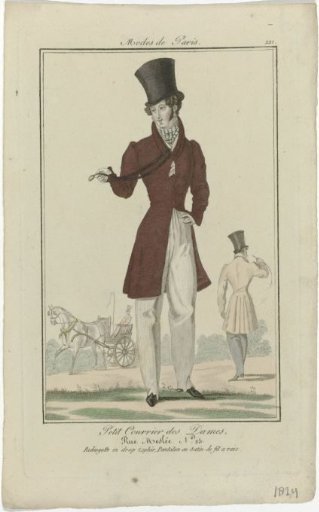 Petit Courrier des Dames, 1824, No. 221: Zephir Cloth Redingote (...)