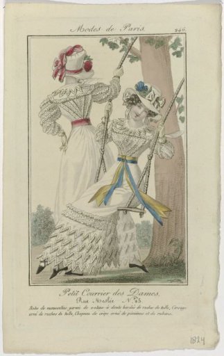 Petit Courrier des Dames, 1824, No. 246: Dress of Muslin (...)