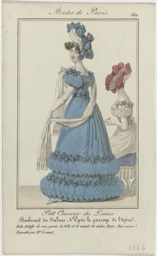 Petit Courrier des Dames, 1826, No. 360: Silk Dress Trimmed (...)