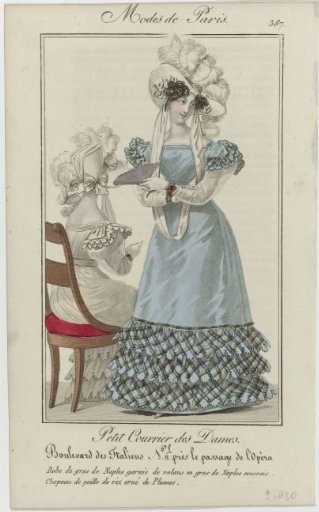 Petit Courrier des Dames, 1826, No. 387: Dress of Gros de Naples (...)