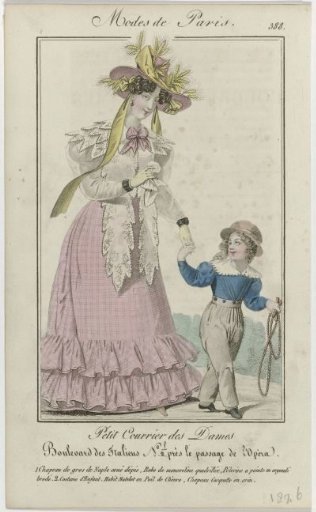 Petit Courrier des Dames, 1826, No. 388: 1 Hat of Gros de Naples (...)