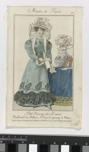 Petit Courrier des Dames, 1826, No. 420: Dress of Gros de Naples (...)