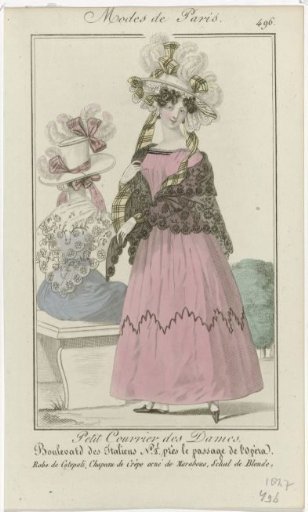 Petit Courrier des Dames, 1827, No. 496: Cotepal Dress (...)