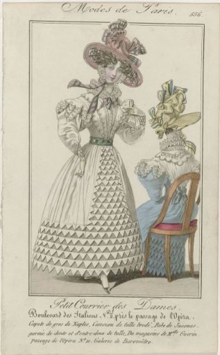 Petit Courrier des Dames, 1828, No. 556: Gros de Naples Capote (...)