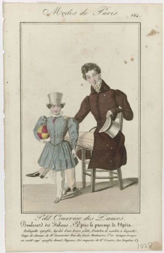 Petit Courrier des Dames, 1828, No. 564: Redingote with clasp (...)