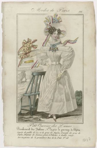 Petit Courrier des Dames, 1828, No. 566: Rice Straw Capote (...)