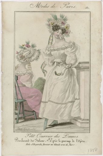 Petit Courrier des Dames, 1828, No. 580: Organdy Dress (...)