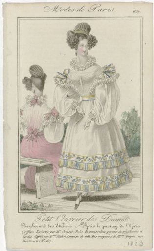Petit Courrier des Dames, 1829, No. 657: Hairstyle Executed by Mr. Croisat (...)