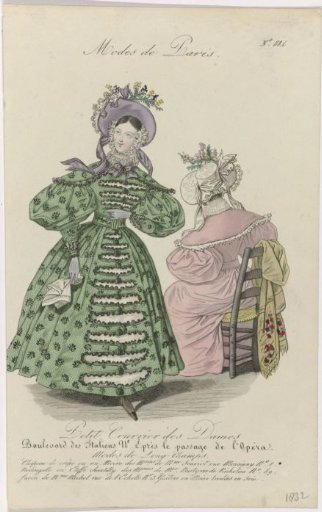 Petit Courrier des Dames, 1832, No. 884: Crepe or Moiré Hat (...)