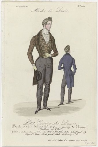 Petit Courrier des Dames, 30 September 1833, No. 1005: Satin waistcoat with pattern (...)