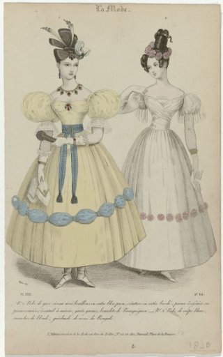 La Mode, 1830, Pl. 30: No. 1. Robe de gaze ciseau (...)